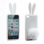 Wholesale iPod Touch 4 3D Bunny Case with Stand Up Tail  (White)
